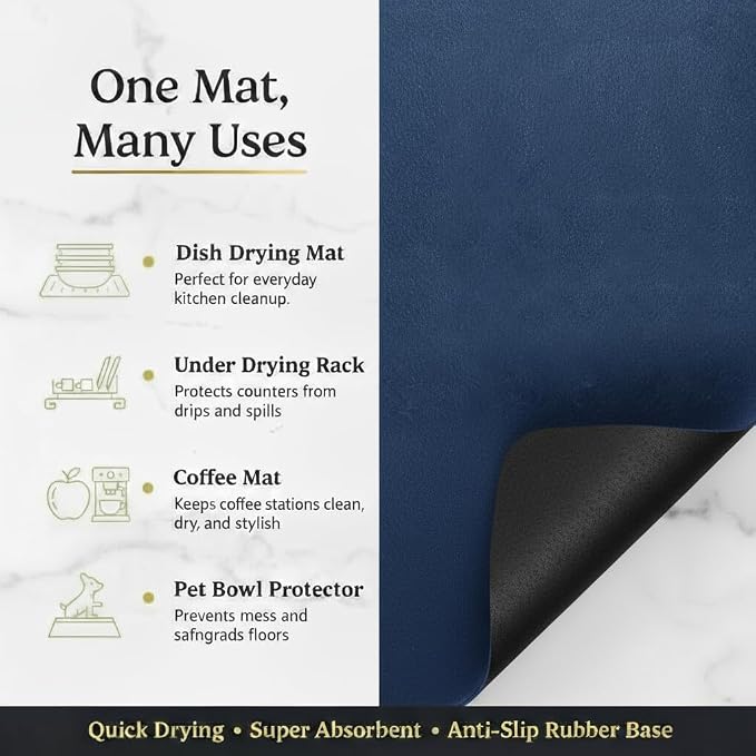 Dish Drying Mat Super Absorbent – 16" x 18" Coffee Mat - Image 6