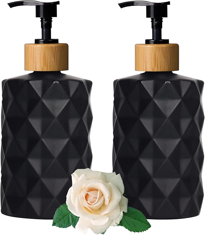 Black Glass Soap Dispenser Set by YYTSGG