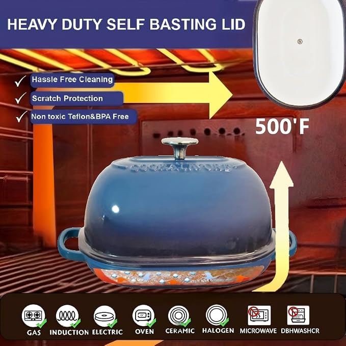 Cast Iron Bread Oven, 6 QT Bread Oven, Thick Enameled Loaf Pan - Image 8