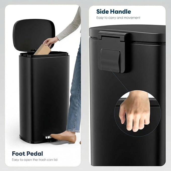 13.2 Gal Kitchen Trash Can, 50L Recycling or Garbage Bin, Brushed Stainless - Image 5