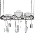 33” Pots and Pans Hanging Rack, Heavy-duty Metal Square Kitchen Ceiling Pot Rack by TICKCACY-EnrichYourLife