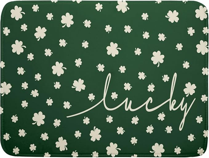Giwawa St Patricks Day Dish Drying Mat Green Lucky Clovers Dish Drainer Mats by Giwawa