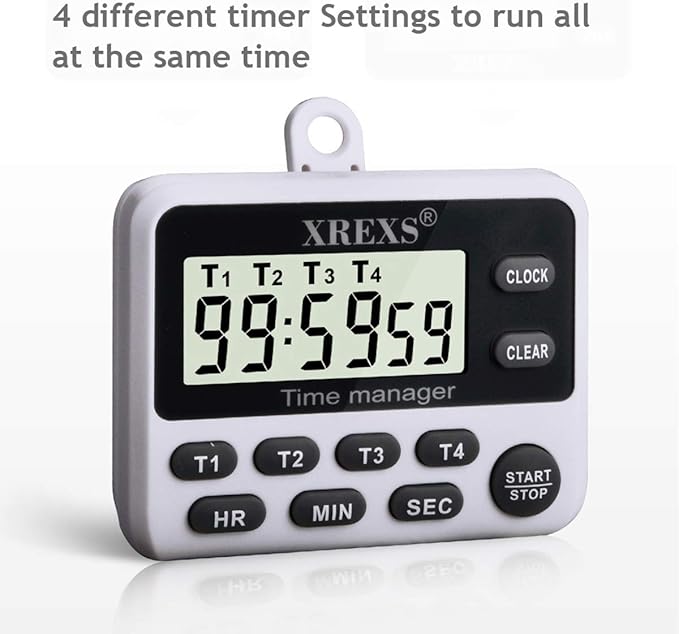 XREXS 4-Channel Digital Kitchen Timer Clock - Image 8