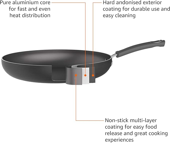 Amazon Basics Hard Anodized Non-Stick 12-Piece Cookware Set, Pans and Utensils - Image 3