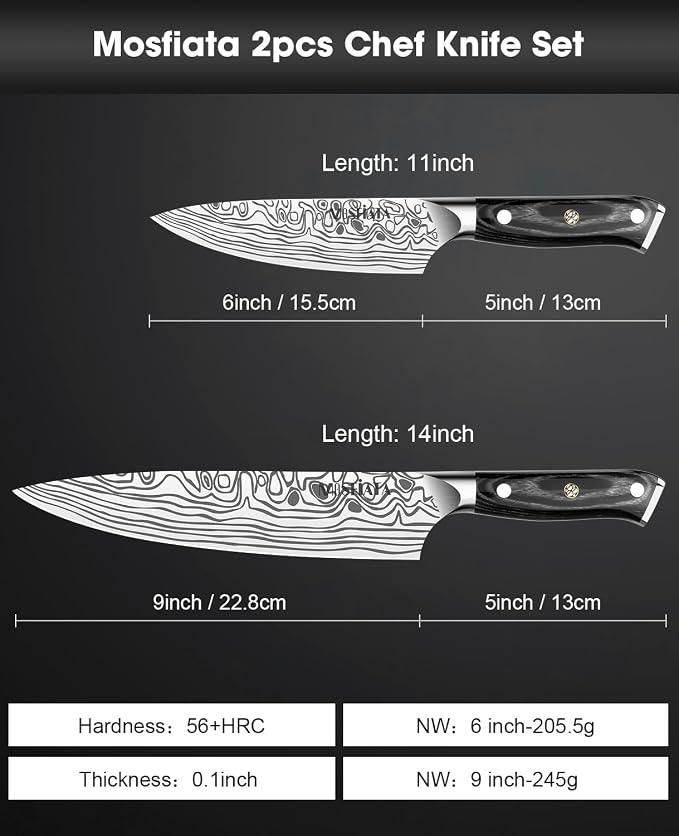 MOSFiATA 2Pcs Chef Knife Set, Sharp Kitchen Knife High Carbon German EN1.4116 - Image 2