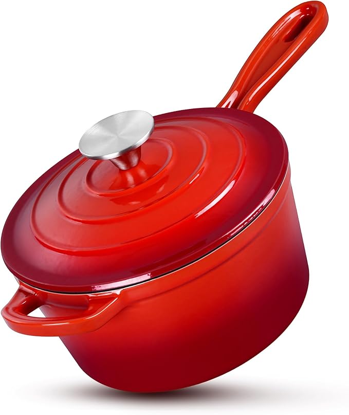 HaSteeL 1 QT Cast Iron Saucepan, Mini Enamel dutch oven by HaSteeL