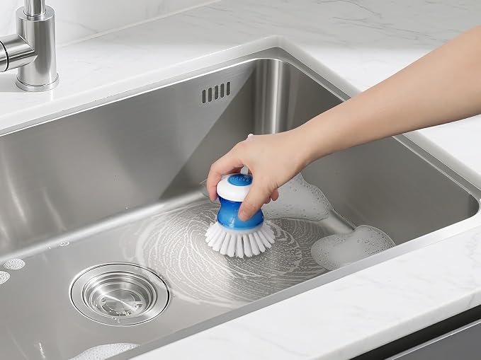 Dish Brush with Soap Dispenser, Firm Bristles Dish Scrubber - Image 7