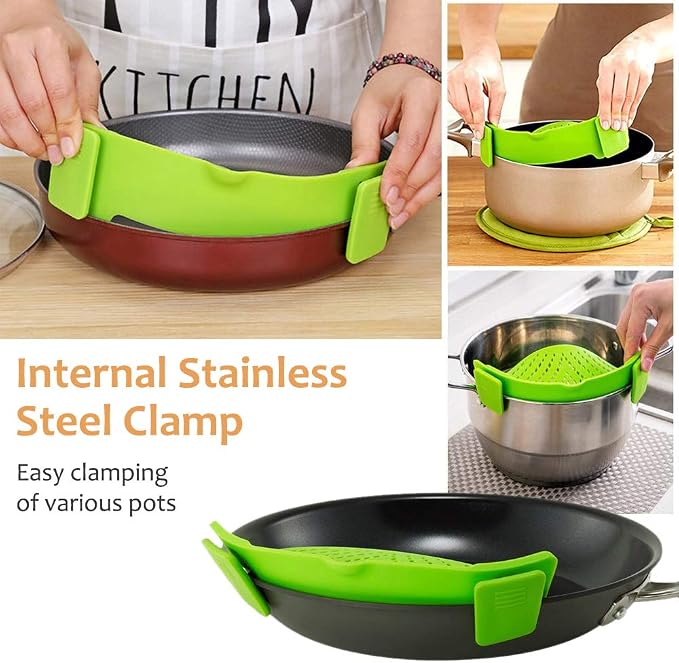 YEVIOR Clip on Strainer for Pots Pan Pasta, Silicone Food Strainer Hands-Free - Image 4