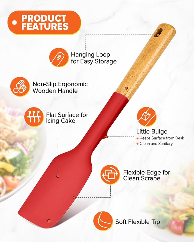 Silicone Spatula Spoon Set, and Spreading, Sturdy BPA-Free Matte Silicone - Image 3