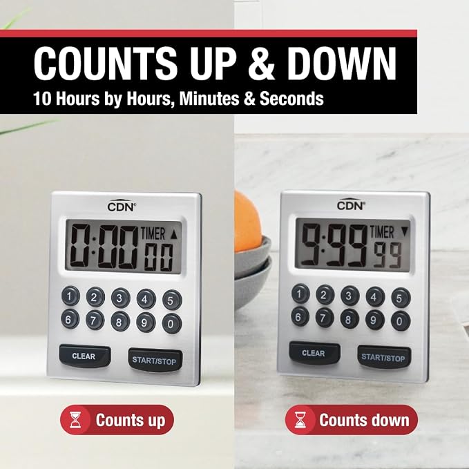 CDN Direct Entry 2- Alarm Digital Kitchen Timer | Counts Up & Down, 10 Hours by - Image 2