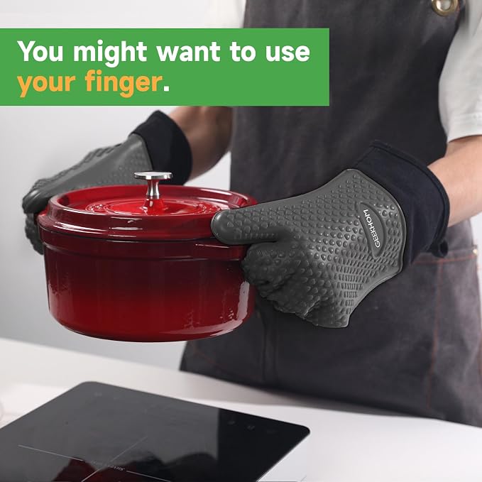GEEKHOM BBQ Gloves Heat Resistant Oven Mitts - Image 5