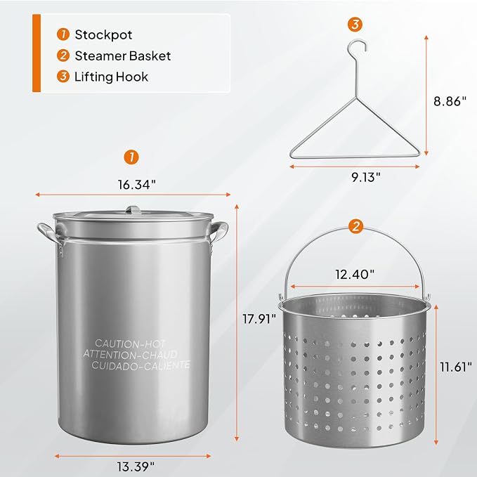 ROVSUN 44-Quart Stainless Steel Turkey Fryer & Seafood Boil Pot - Image 6