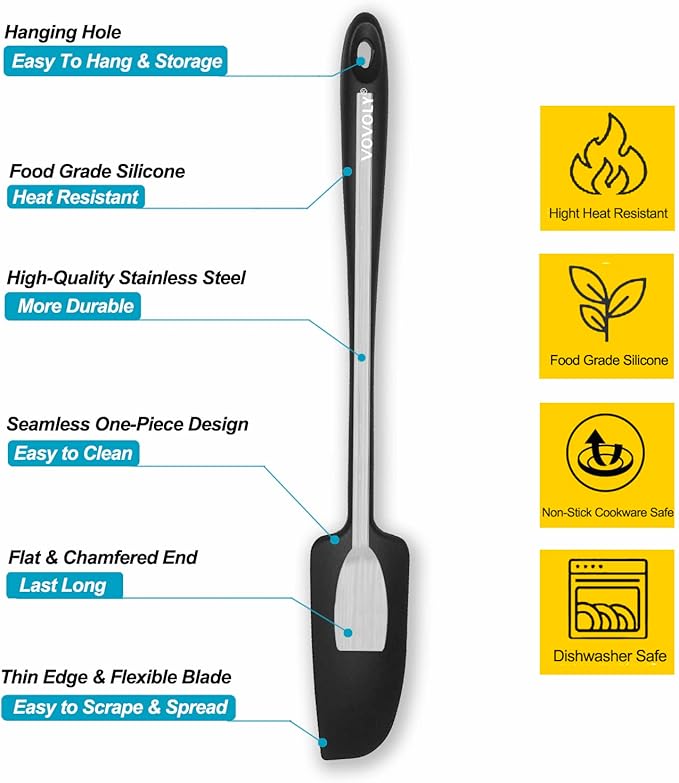 2-Pack Vovoly Silicone Jar Spatulas, Small Seamless Design Rubber Scraper - Image 3