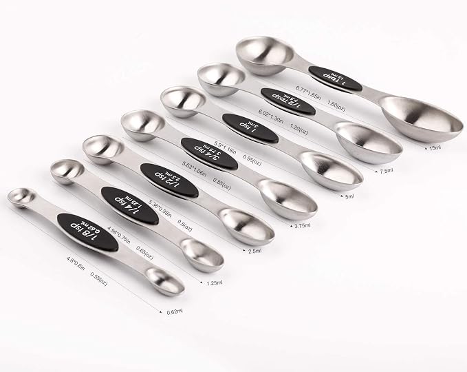 Magnetic Measuring Spoons Set of 7 Stainless Steel Dual Sided Teaspoon - Image 2