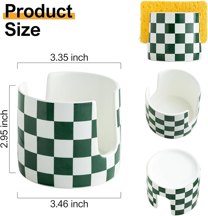 Zoeeker Ceramic Kitchen Sponge Holder, Dish Sponge Holder Suitable - Image 2