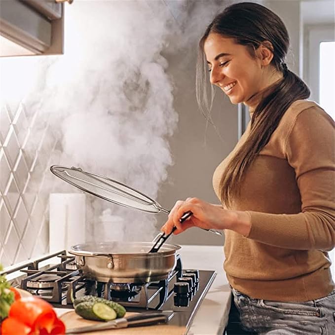 Large Splatter Screen for Frying Pan, 15 Inch Stainless Steel Grease Splatter - Image 3
