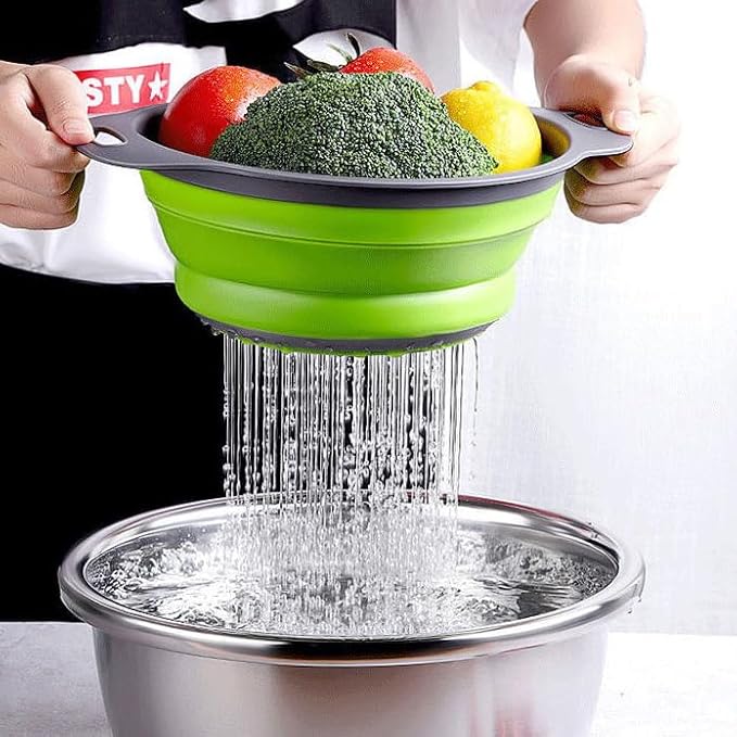 2 Pack Collapsible Colander Set, Emptycolor Foldable Collapsible Strainers - Image 2