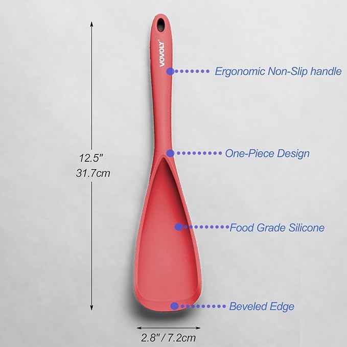 Cooking Spoon for Nonstick Cookwares, VOVOLY Silicone Spoon for Mixing - Image 2