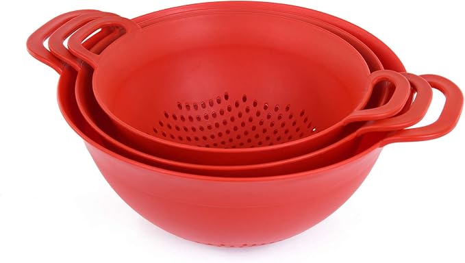 Mintra Home Plastic Strainer Colanders Set: 3, 3.5 and 5 Quart Double Strong - Image 2