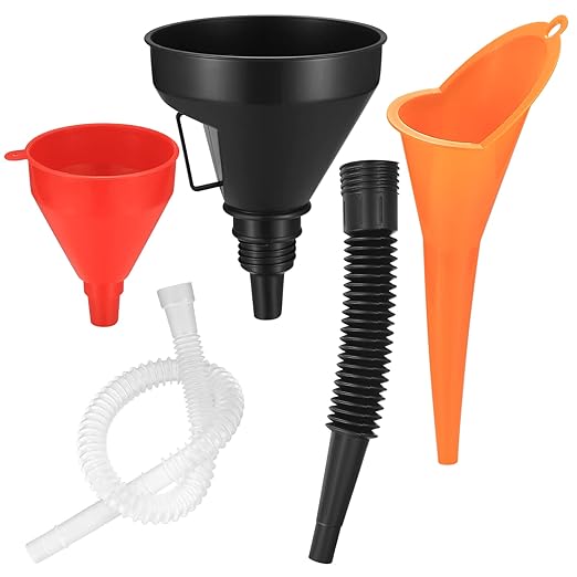 3 Pcs Automotive Funnels Set, Wide Mouth Fuel Funnels, Plastic Long Neck Oil by HexinYigjly