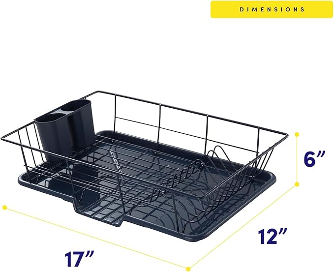 Sweet Home Collection Space-Saving 3-Piece Dish Drainer Rack Set: Efficient - Image 4