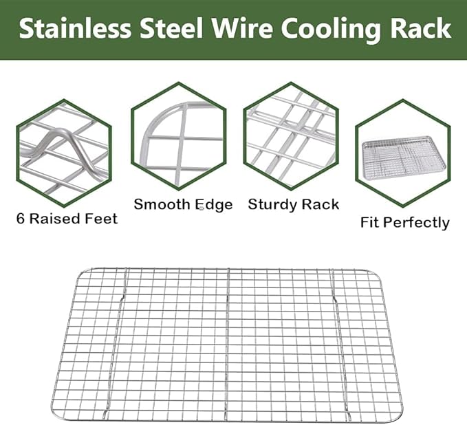 ROTTAY Baking Sheet with Rack Set, Stainless Steel Cookie Sheet with Cooling - Image 6