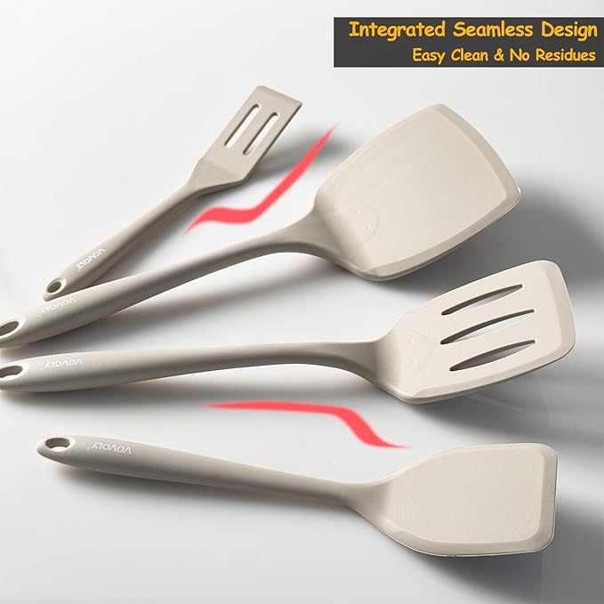 Silicone Spatula Set, 600°F Heat Resistant Silicone Spatula Turner Flipper - Image 4