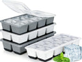 Large Ice Cube Trays with Lid, Jrisbo 2 Pack Stackable Silicone Ice Cube Molds by Jrisbo