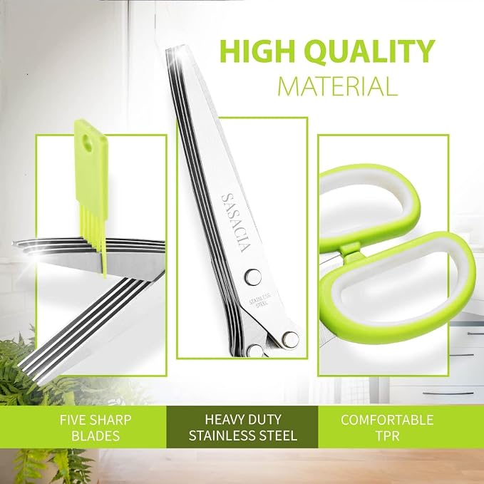 2-Pack Herb Scissors Set with 5 Blades & 3 Blades, Paper Shredding, with - Image 4