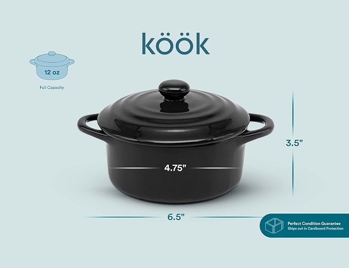Kook Ceramic Mini Cocotte Set, Small Casserole Dishes - Image 8