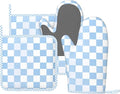 Oven Mitts and Pot Holders Set, Checkerboard Pattern Pastel Blue Silicone by DADABULIU