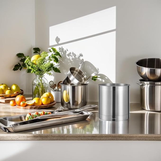 KSENDALO Stainless Steel Utensil Holder 7x7inch Large Utensil Holder - Image 6