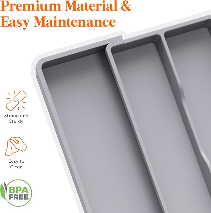 Lifewit Utensil Organizer for Kitchen Drawers, Expandable Cooking Utensil Tray - Image 6