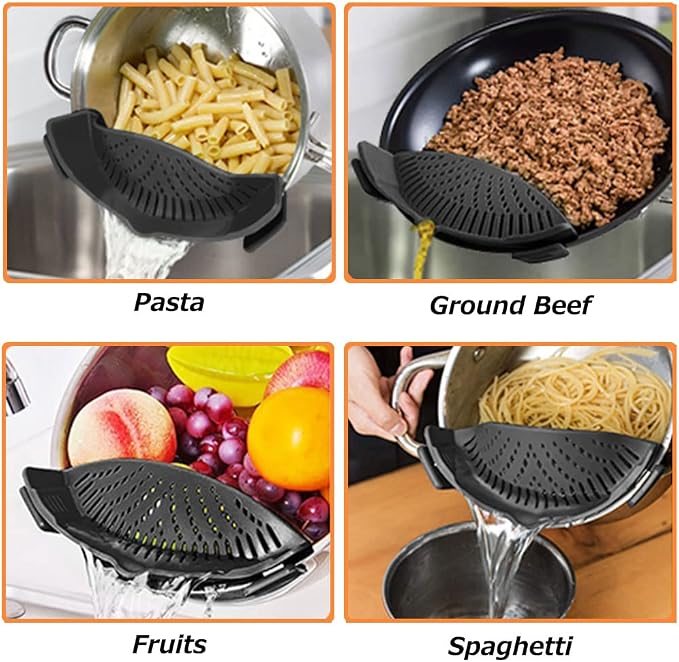 YEVIOR Clip on Strainer for Pots Pan Pasta Strainer, Silicone Food Strainer - Image 6