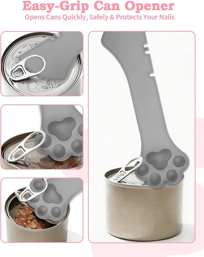 6 PCS Cat Food Can Covers Lids Set, Cat Bar Squeezer, Stainless Steel Wet Food - Image 4