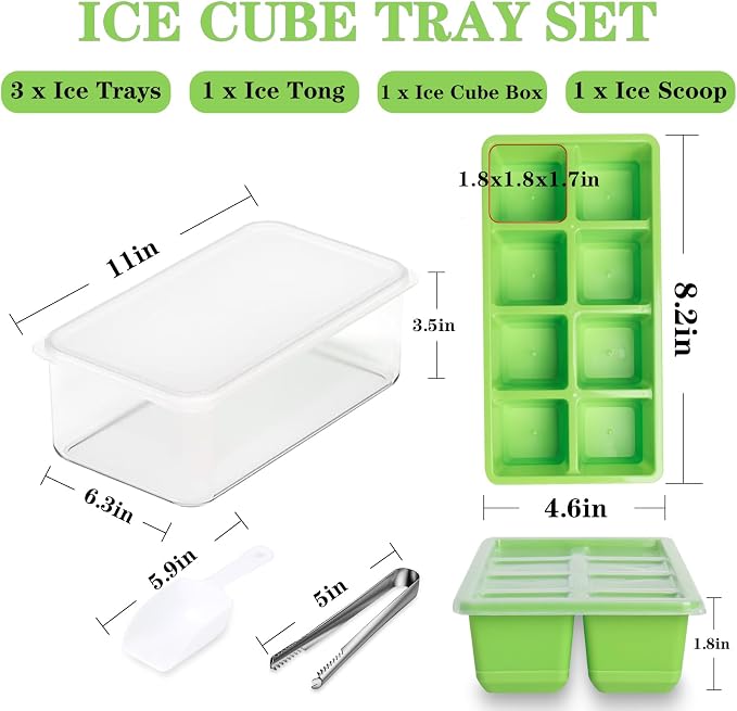 Ice Trays for Freezer with Lid and Bin, JRISBO 6 Pack Silicone Ice Cube Tray - Image 5