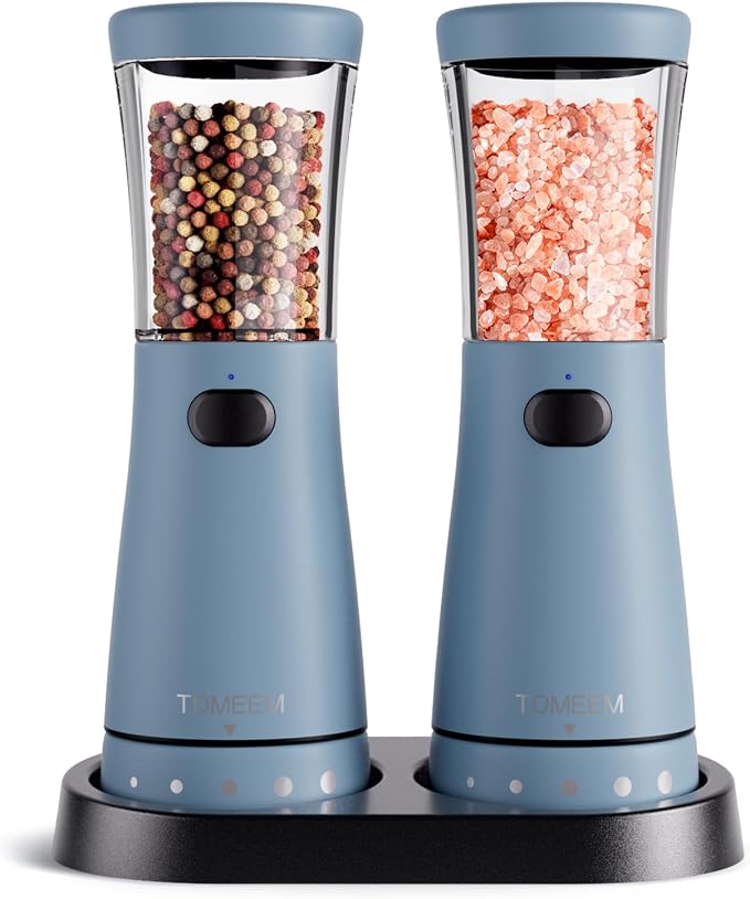Electric Salt and Pepper Grinder Set by Tomeem