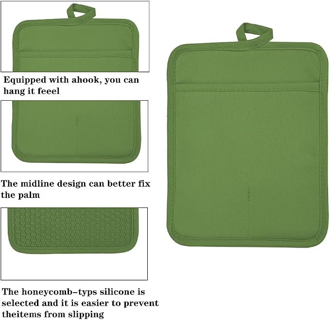 Oven Pot Holder with Pocket Cotton Heat Resistant Coaster Potholder Kitchen Hot - Image 3