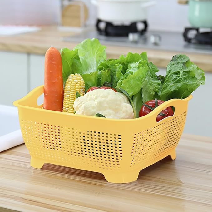 Double-layer Draining Basket Plastic Fruits & Vegetable Washing Basket - Image 5