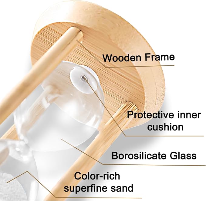 2 Minute Sand Timer Hourglass, 2 Min Wooden Sand Clock, Two Minute Wood Hour - Image 4