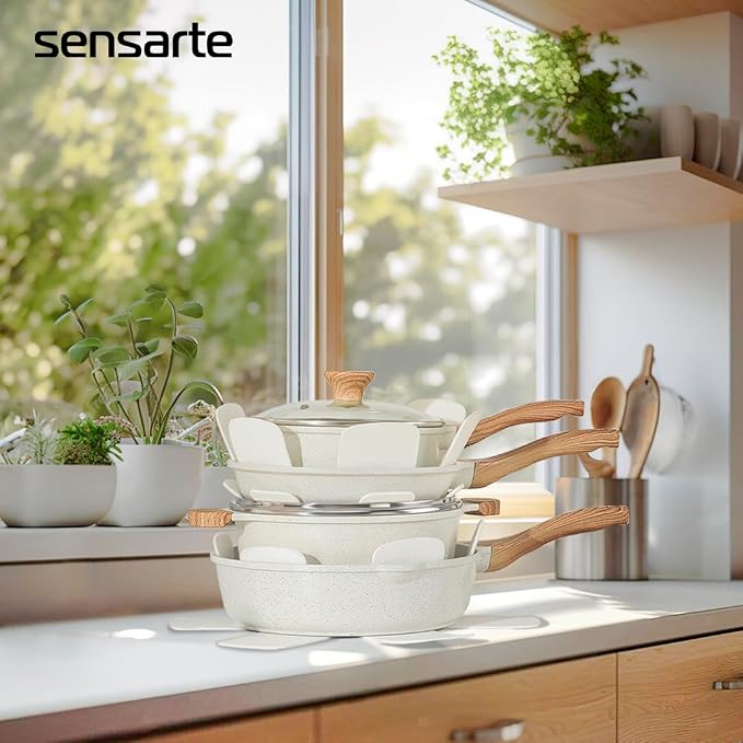 SENSARTE Nonstick Ceramic Cookware Set, 13-Piece Non-toxic Pots and Pans Set - Image 7