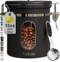 Veken Coffee Canister with Window, Airtight Stainless Steel Kitchen Food by Veken