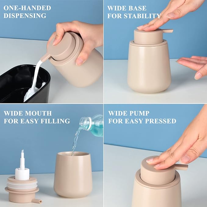 Bosilunlife Ceramic Foaming Soap Dispenser - 12Oz Bathroom Countertop Kitchen - Image 5