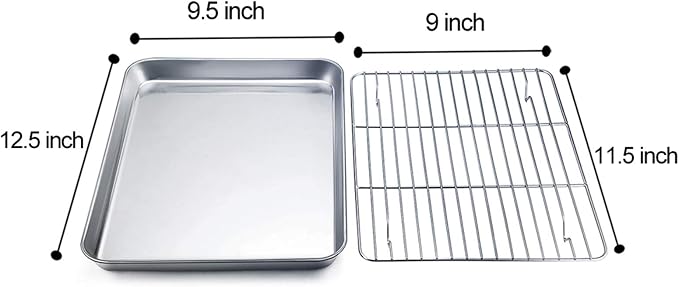TeamFar Baking Tray and Rack Set, Stainless Steel Baking Pan Cookie Sheet - Image 2