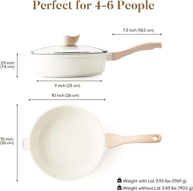 Kordisen Nonstick Ceramic Deep Frying Pan, 10 Inch Non Toxic Skillet - Image 6