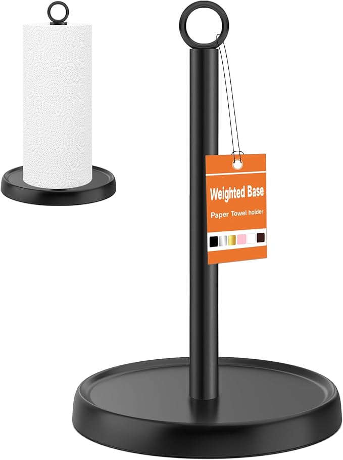 Paper Towel Holder Countertop, Stainless Steel, Weighted Base by Awarmhome