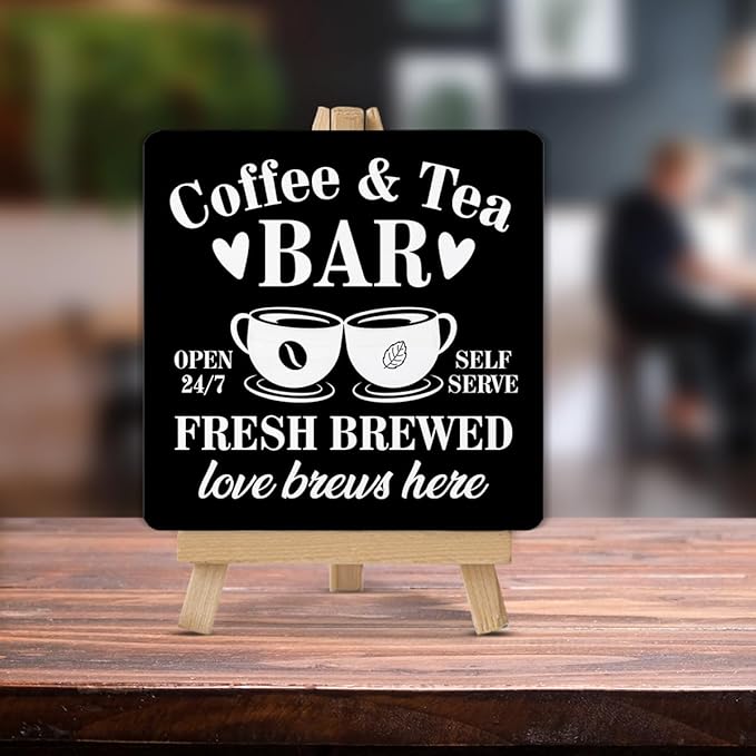 Coffee Tea Bar Decor, Coffee and Tea Bar Wood Sign - Image 3