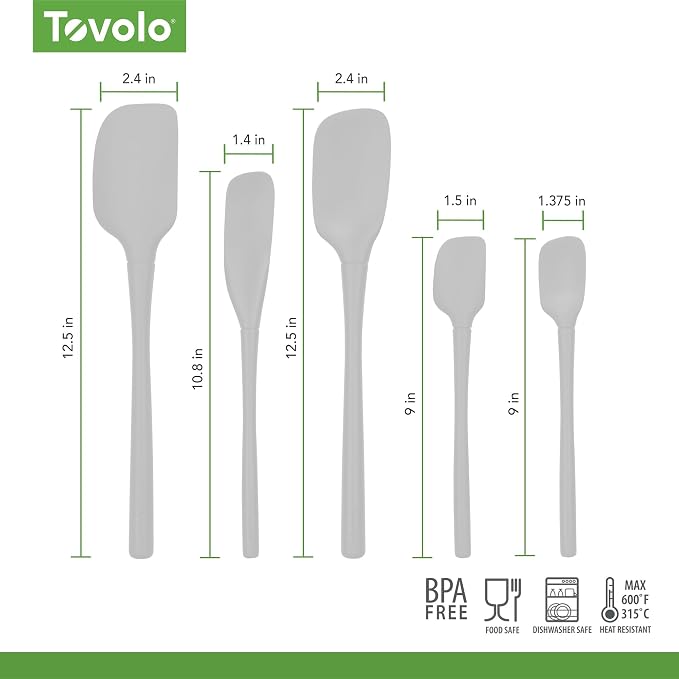 Tovolo Flex Core 5 Piece Silicone Spatula Set Heat Resistant All Silicone - Image 6