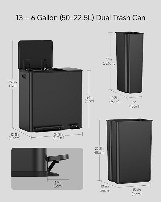 Lovewind Dual Trash and Recycling Bins - Image 2