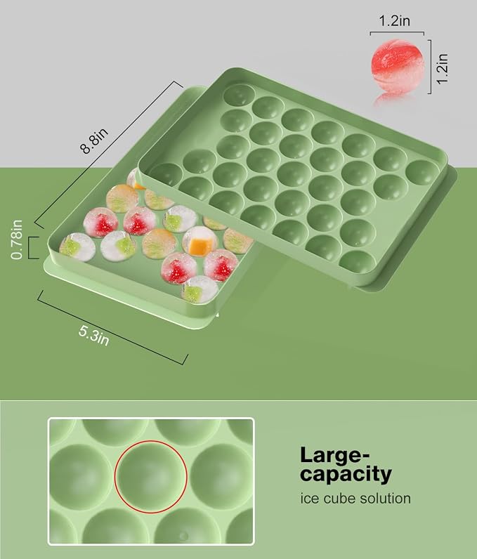 Ice Cube Tray with Lid and Bin, Ice Tray, 62 Round Ice Trays - Image 4